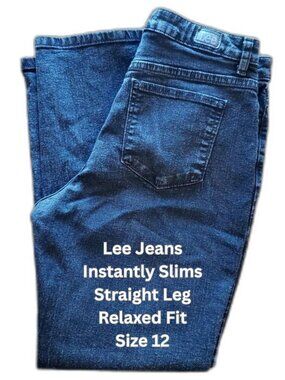 Lee Sz12 Instantly Slims Straight Leg Relaxed Fit Black Jean Denim Winter Fall